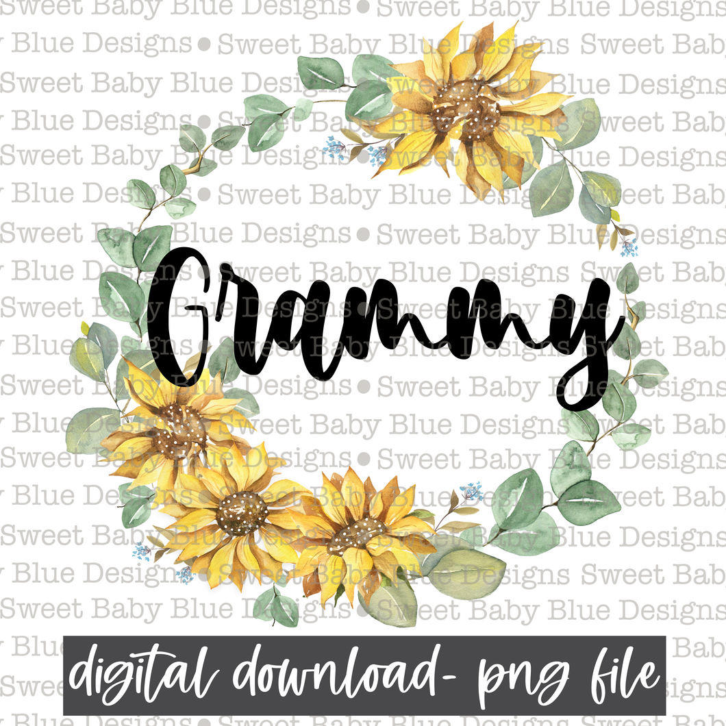 Grammy- Sunflower- PNG file- Digital Download