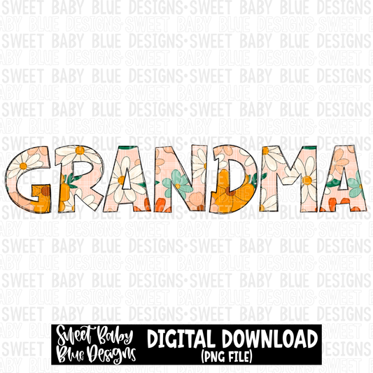 Grandma- Floral - 2023 - PNG file- Digital Download