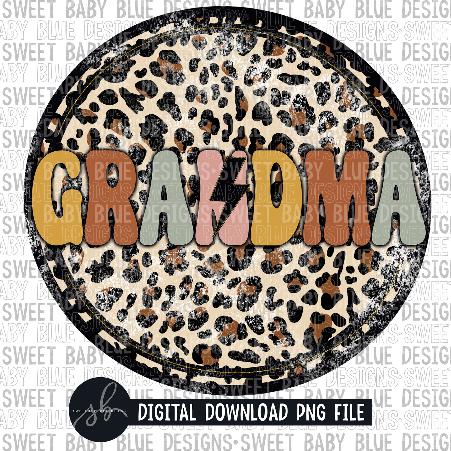Grandma- Leopard circle- Bolt- 2022 - PNG file- Digital Download