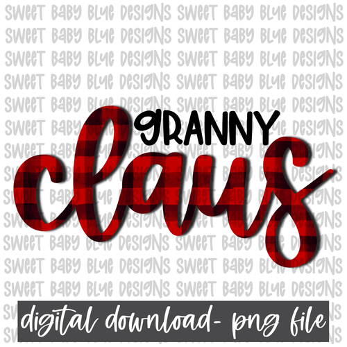 Granny Claus- Plaid- Christmas- PNG file- Digital Download