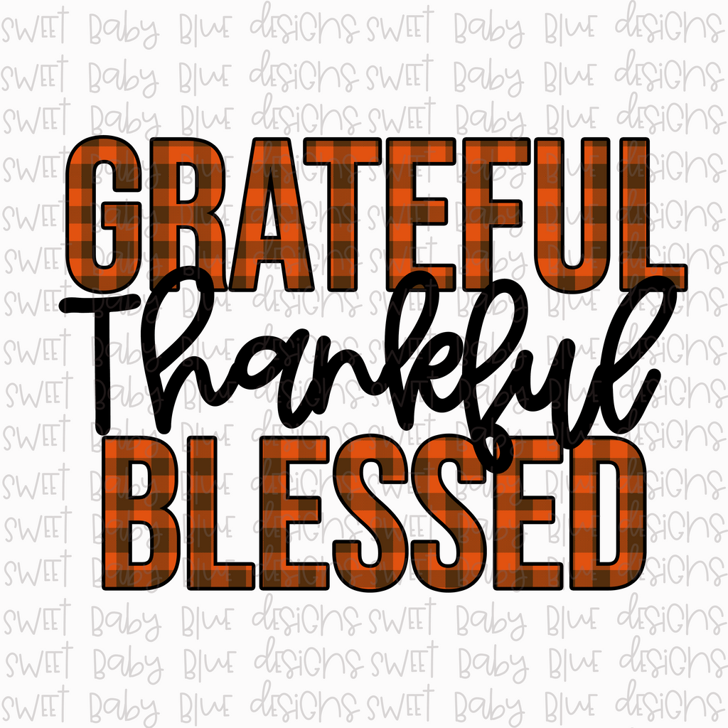 Grateful Thankful Blessed- PNG file- Digital Download – Sweet Baby Blue ...