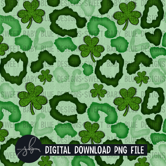 Green leopard St. Patrick's Day- Digital paper - 2022 -PNG file- Digital Download