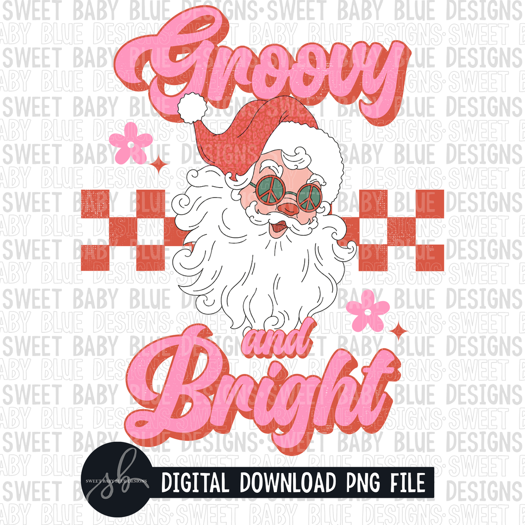 Groovy and Bright- Christmas- Retro- 2022- PNG file- Digital Download