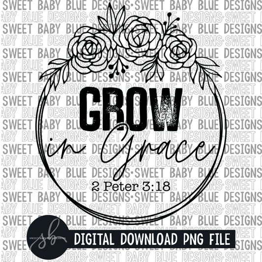 Grow in grace- Single color - 2022 - PNG file- Digital Download