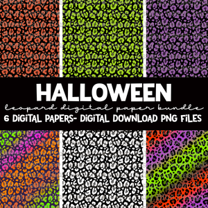 Halloween- Leopard- Digital paper bundle- Digital paper- 2021- PNG file- Digital Download