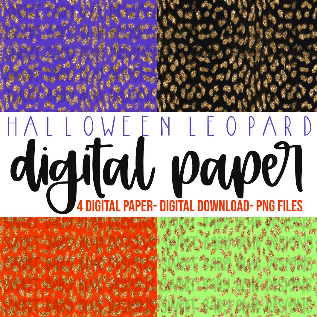 Halloween Leopard Digital paper- PNG file- Digital Download