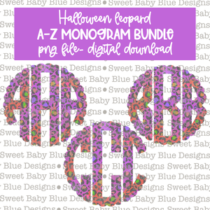 Halloween leopard monogram bundle - 2021- PNG file- Digital Download