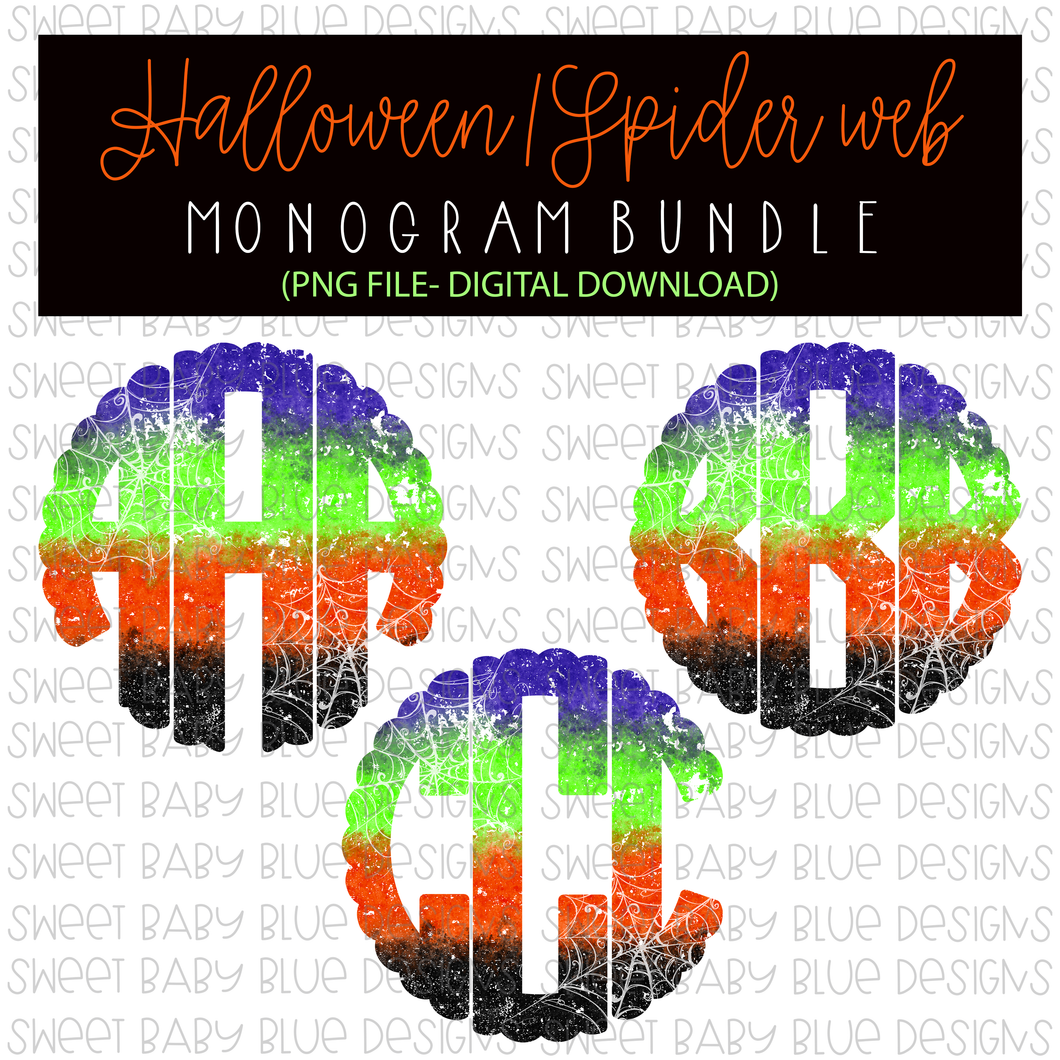 Halloween- Spider web- Monogram Bundle- PNG file- Digital Download