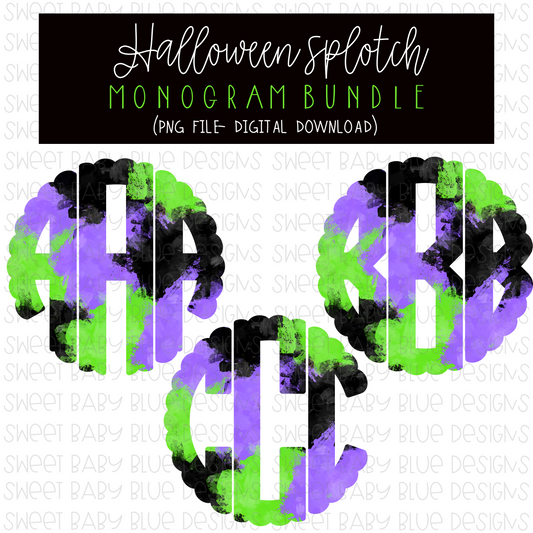Halloween Splotch Monogram Bundle- PNG file- Digital Download
