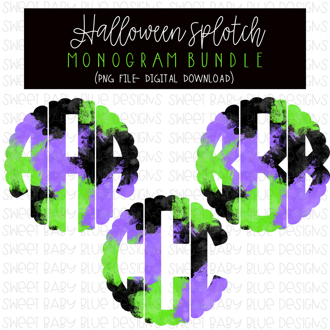 Halloween Splotch Monogram Bundle- PNG file- Digital Download
