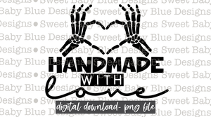 Handmade with love- Skeleton- Thermal Sticker- Designed in 2.25 x 1.25- 2021-  PNG file- Digital Download