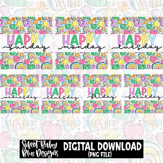 Happy days of the week BUNDLE- Charms of Luck - Interactive post- PNG file- Digital Download
