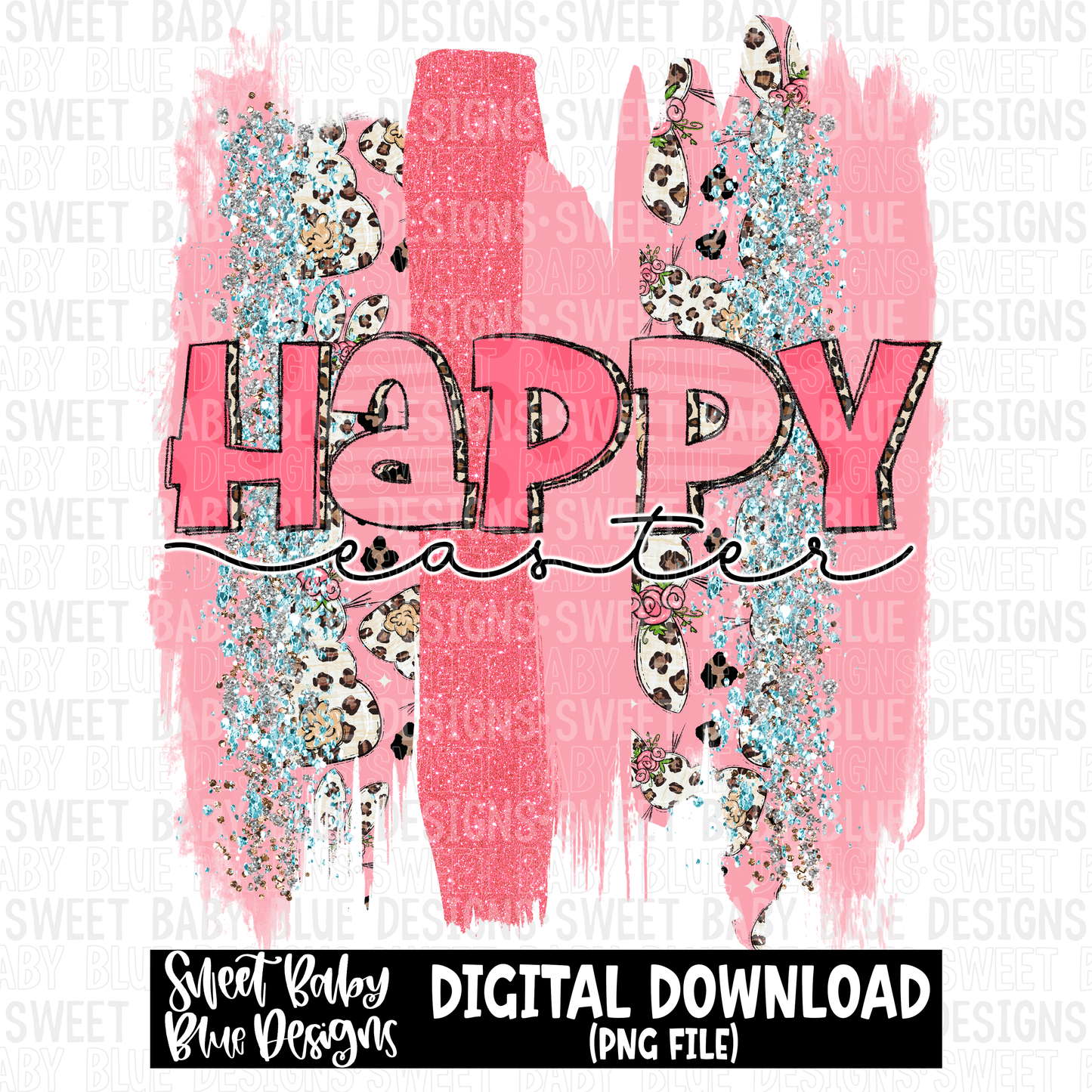 Happy Easter- Brushstroke- 2023 - PNG file- Digital Download