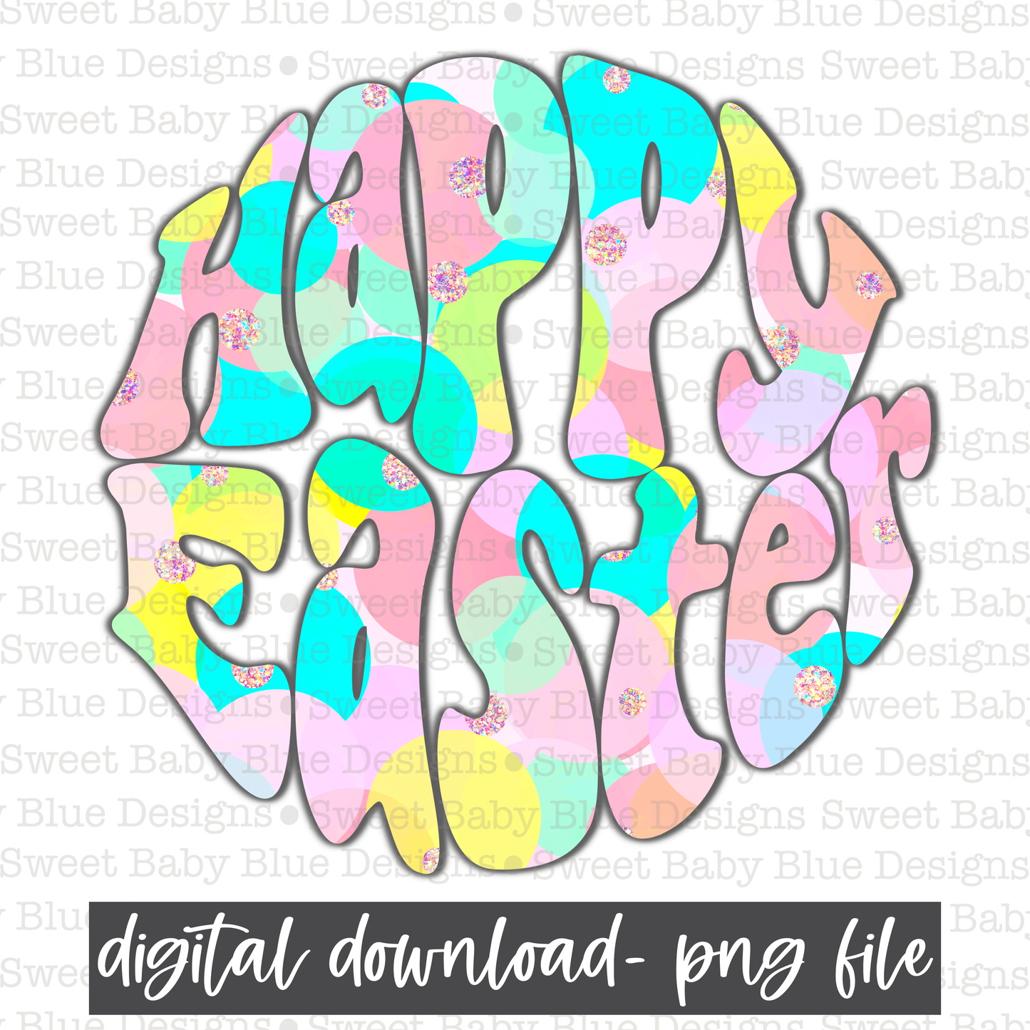 Happy Easter- Retro- PNG file- Digital Download