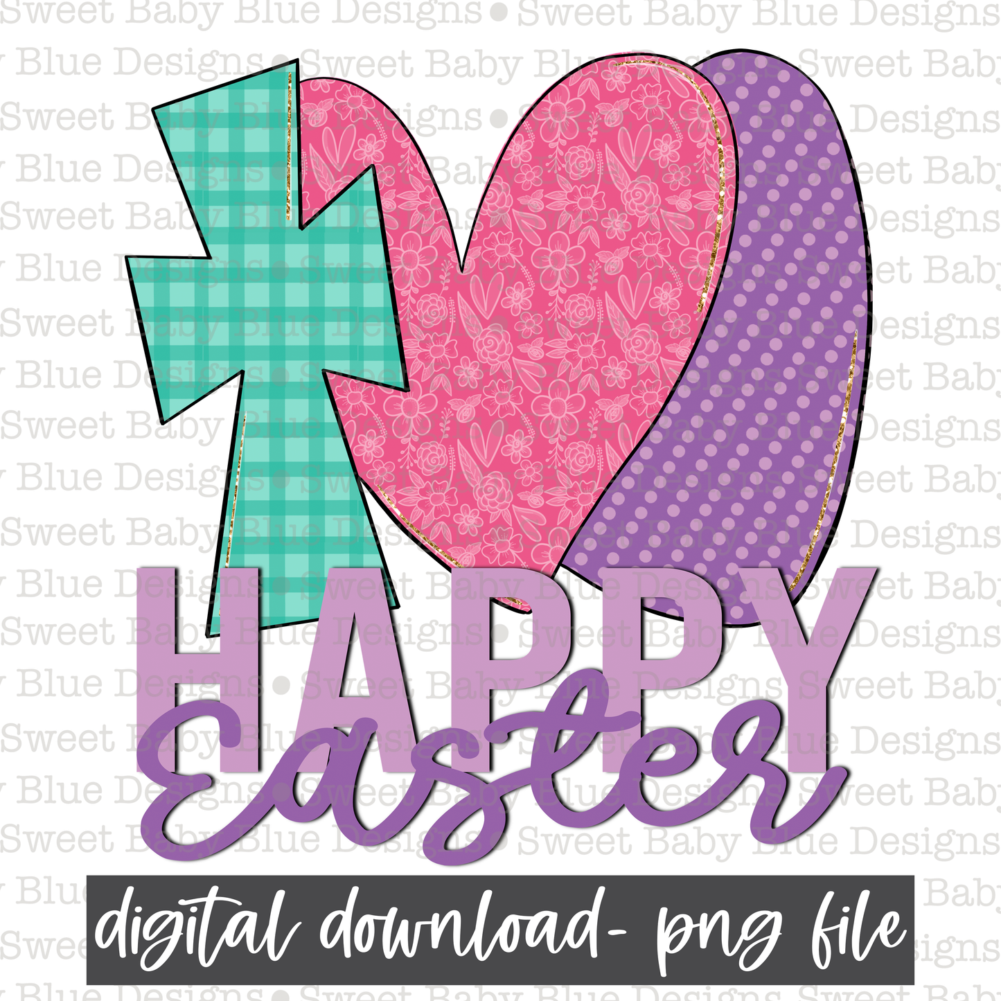 Happy Easter- Peace love Easter egg- PNG file- Digital Download
