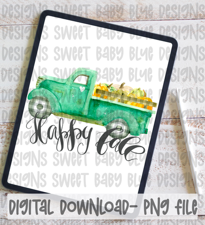 Happy Fall- Truck- PNG file- Digital Download