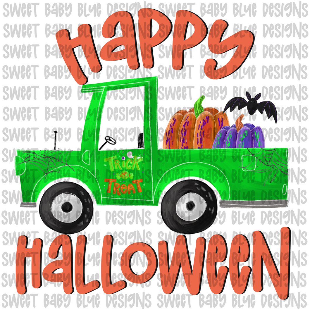 Happy Halloween- Truck- PNG file- Digital Download