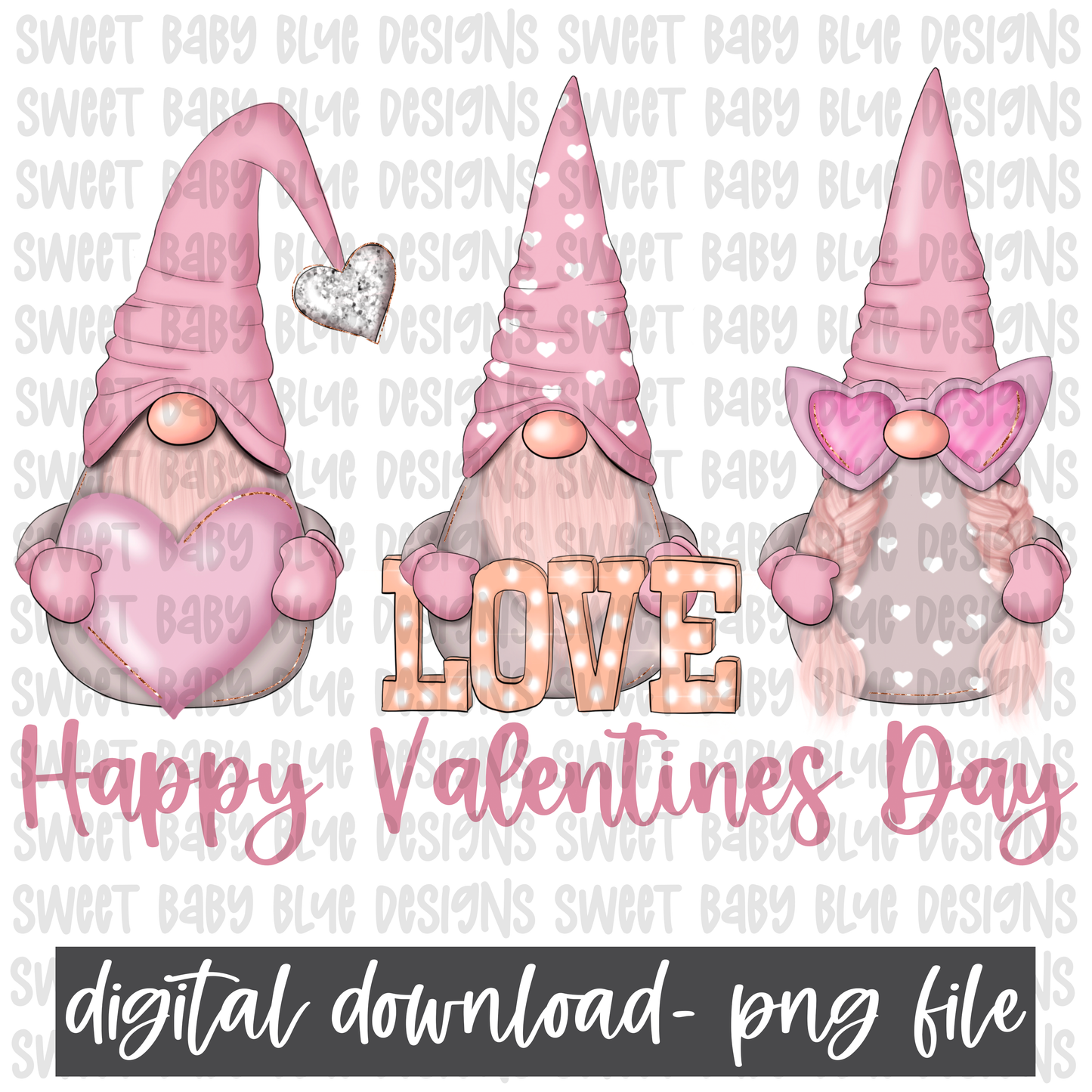 Happy Valentines Day- Gnomes- PNG file- Digital Download