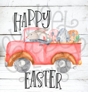Happy Easter- Truck- PNG file- Digital Download