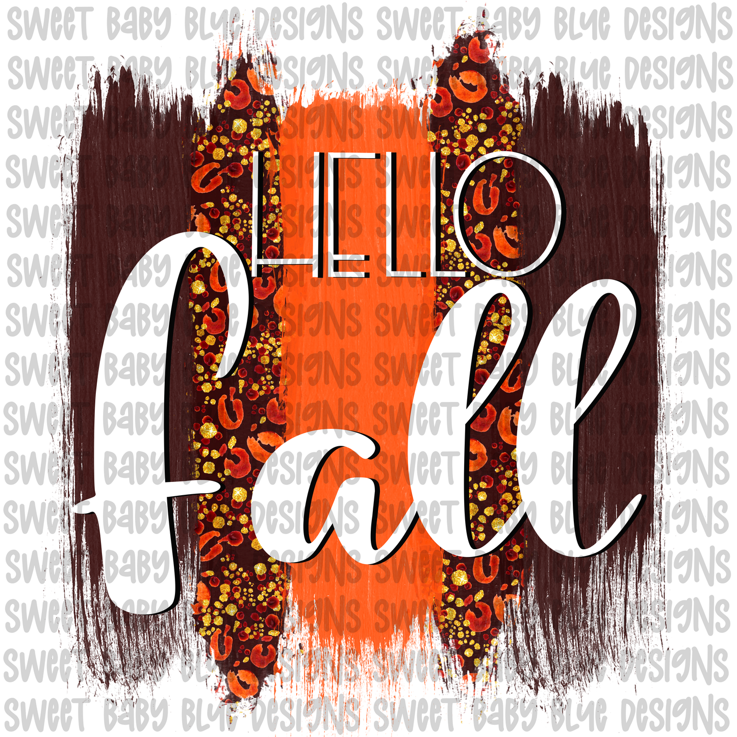 Hello Fall- Brush stroke- PNG file- Digital Download