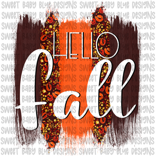 Hello Fall- Brush stroke- PNG file- Digital Download