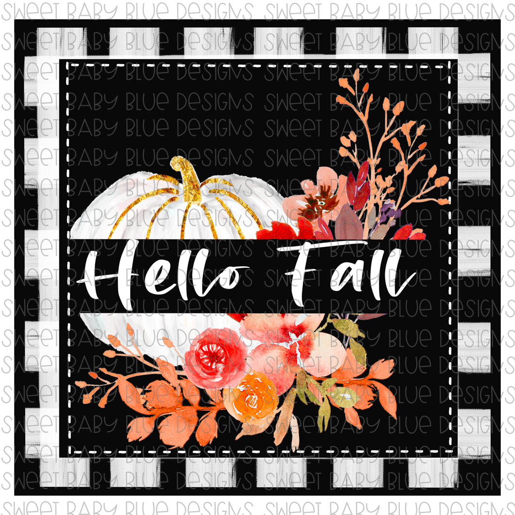 Hello Fall- Plaid- PNG file- Digital Download