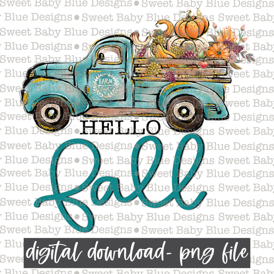 Hello Fall- Truck - 2021- PNG file- Digital Download