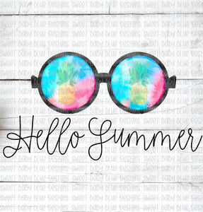 Hello Summer- Summer- Sunglasses PNG file- Digital Download