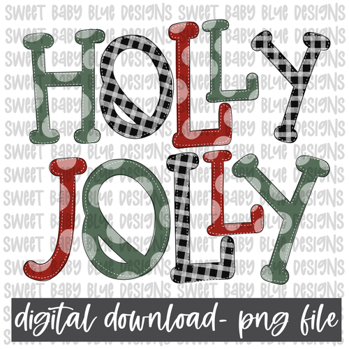 Holly Jolly- Christmas- PNG file- Digital Download