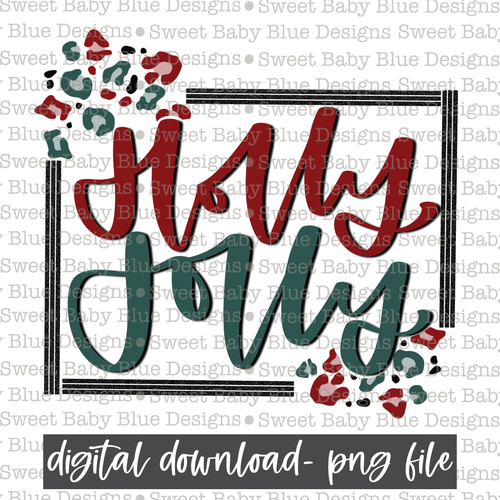 Holly jolly- Leopard- Christmas - 2021- PNG file- Digital Download