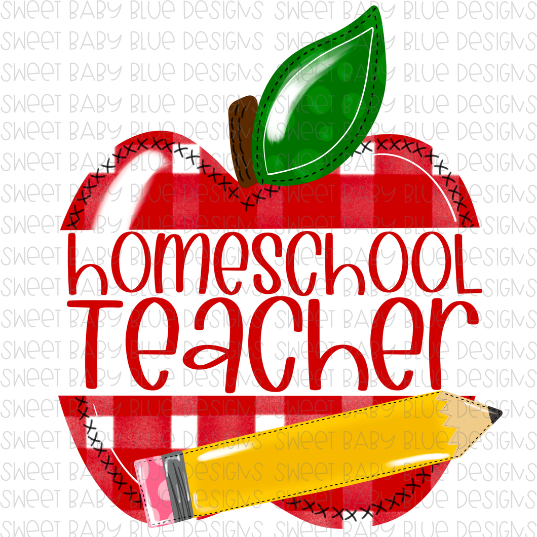 Homeschool Teacher- Apple- PNG file- Digital Download