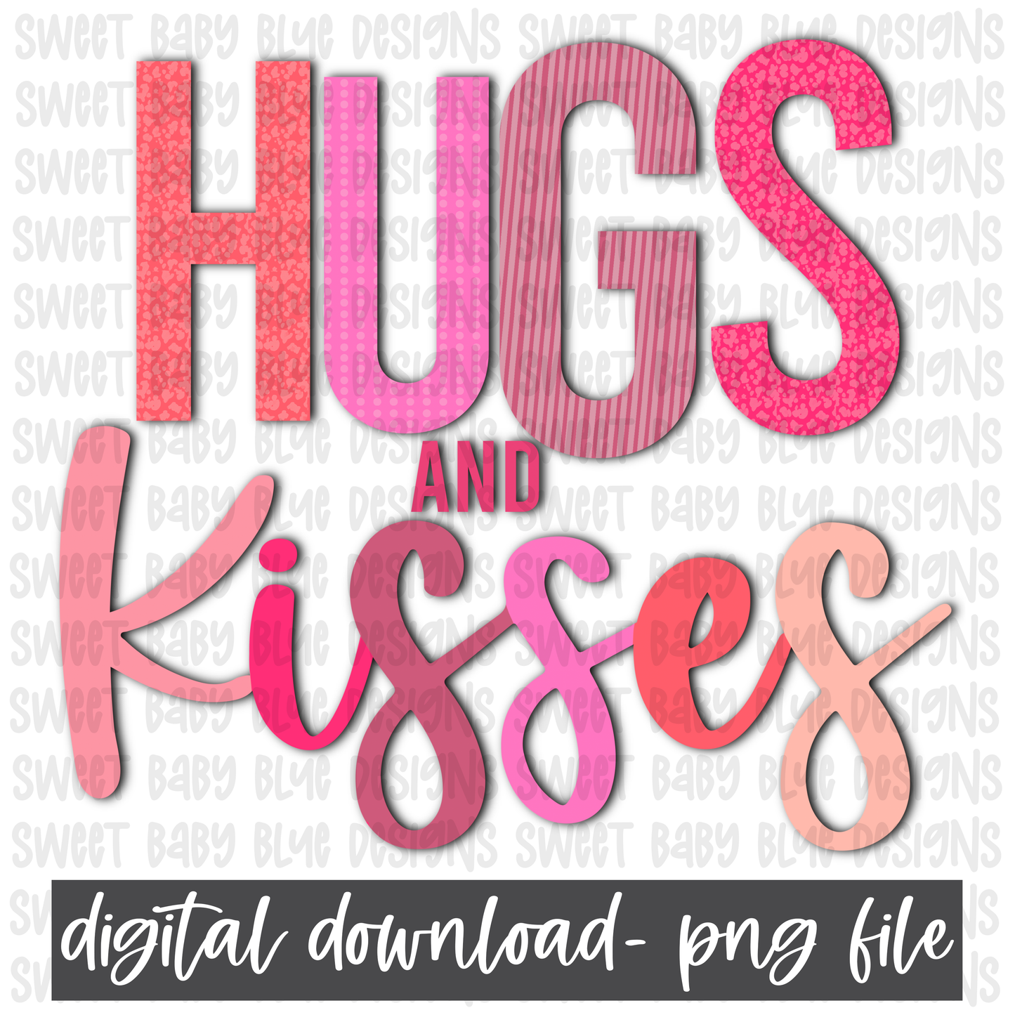 Hugs and kisses- Valentine's Day- PNG file- Digital Download