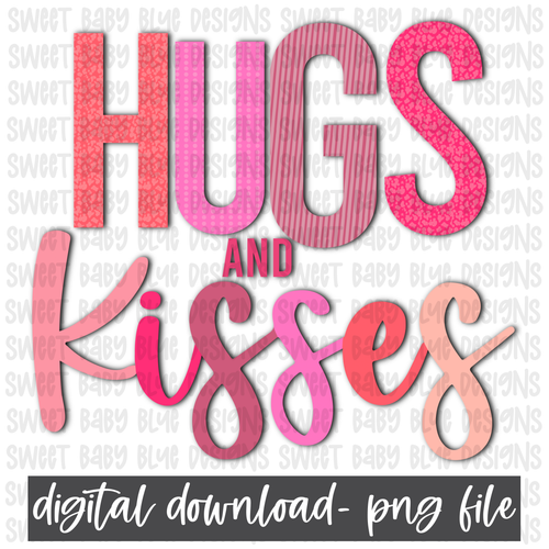 Hugs and kisses- Valentine's Day- PNG file- Digital Download