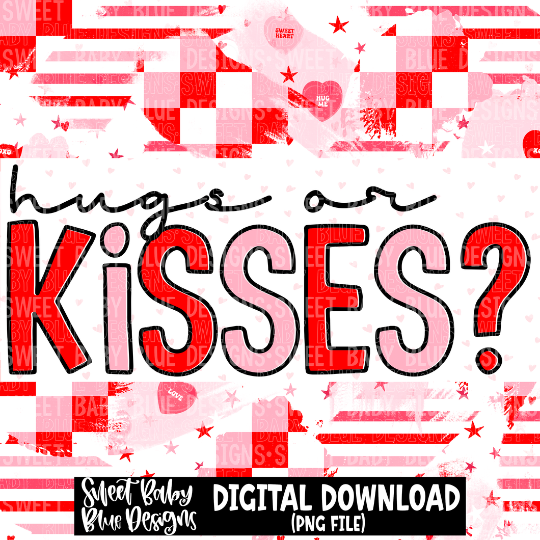Hugs or kisses- Interactive post- PNG file- Digital Download