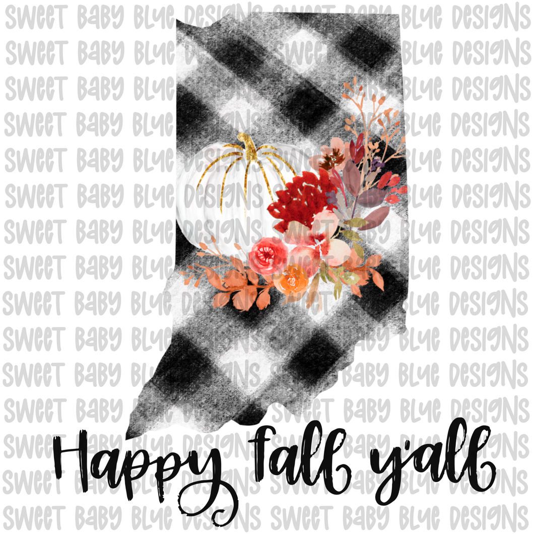 Indiana Happy Fall y'all- Fall- PNG file- Digital Download