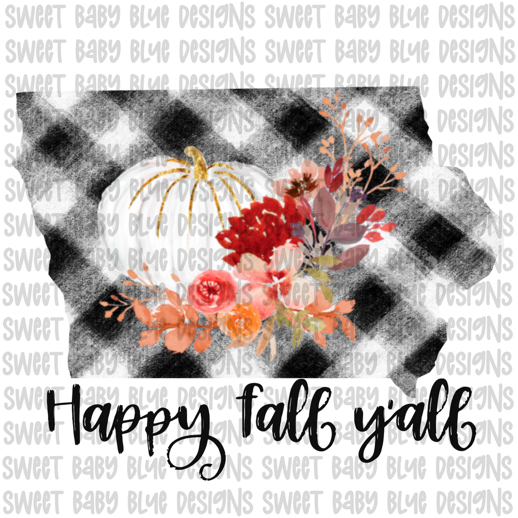 Iowa Happy Fall y'all- Fall- PNG file- Digital Download