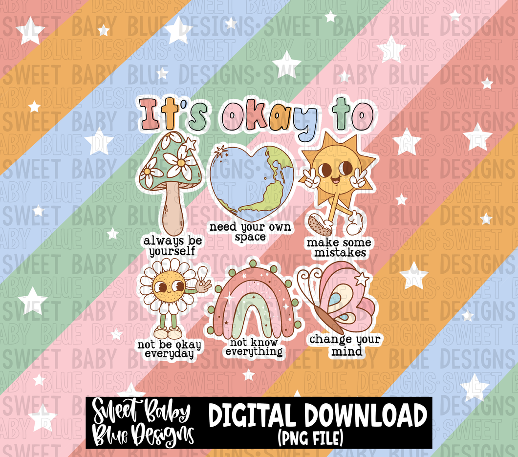 It's okay to- Mental health - 20 oz. skinny tumbler- 2022 -PNG file- Digital Download