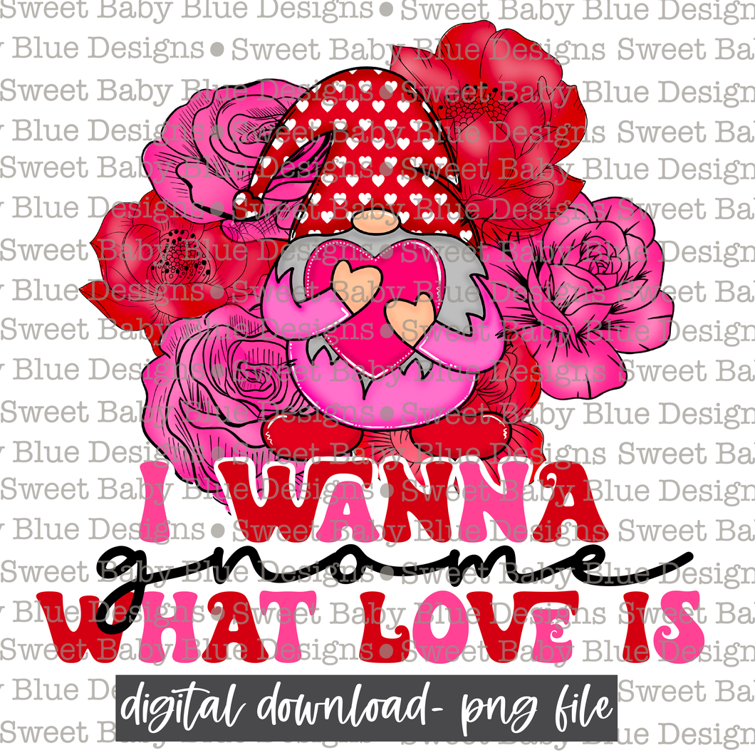 I wanna gnome what love is- Gnome - 2021- Valentines day- PNG file- Digital Download