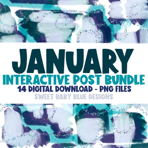 January Interactive post Bundle- 14 Digital Downloads - PNG file- Digital Download