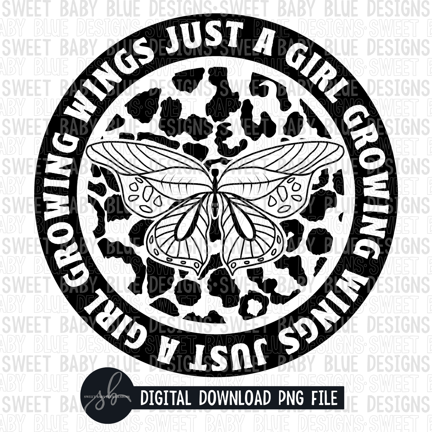 Just a girl growing wings- Single color- 2022 - PNG file- Digital Download