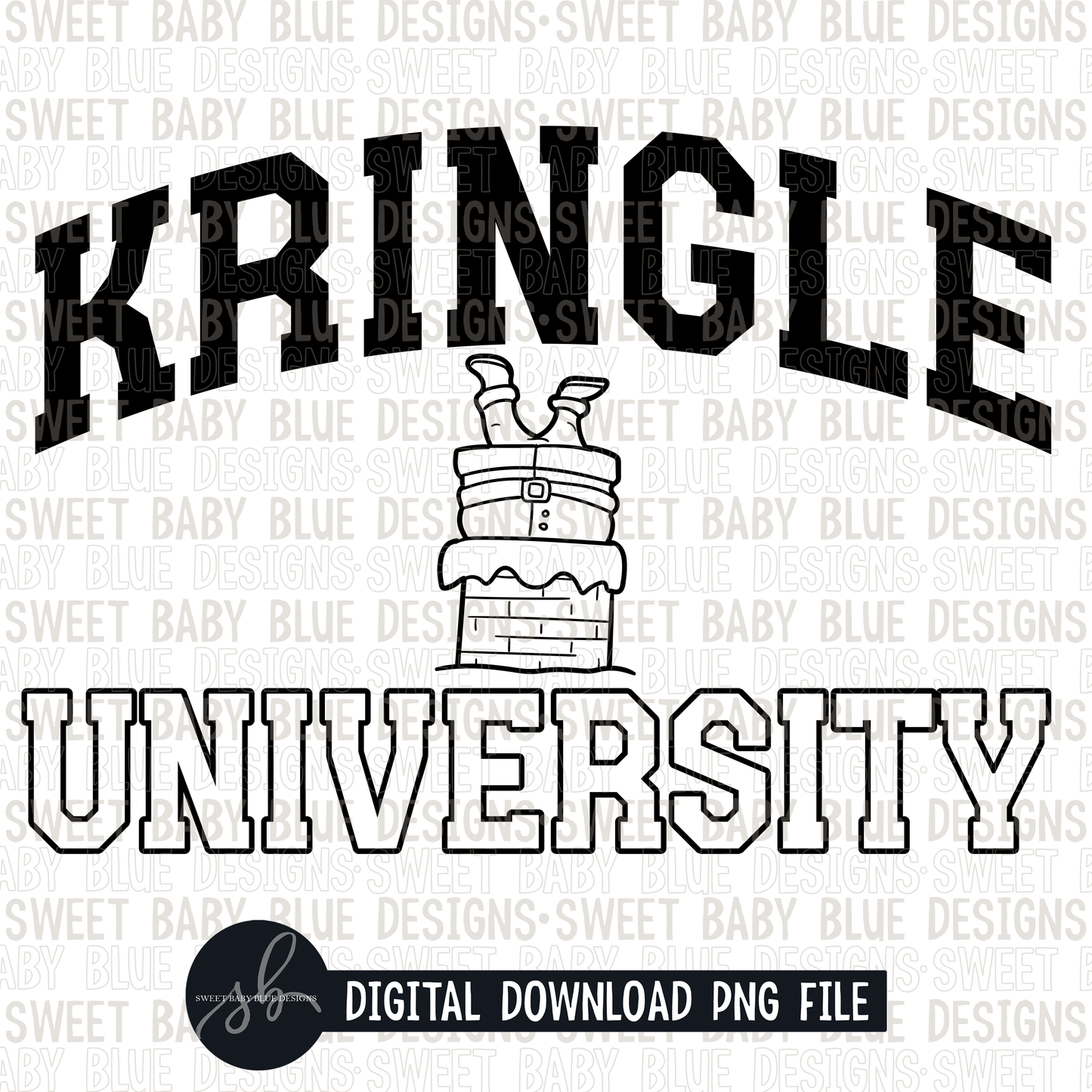 Kringle university- Single color- Black and White font - 2022 - PNG file- Digital Download