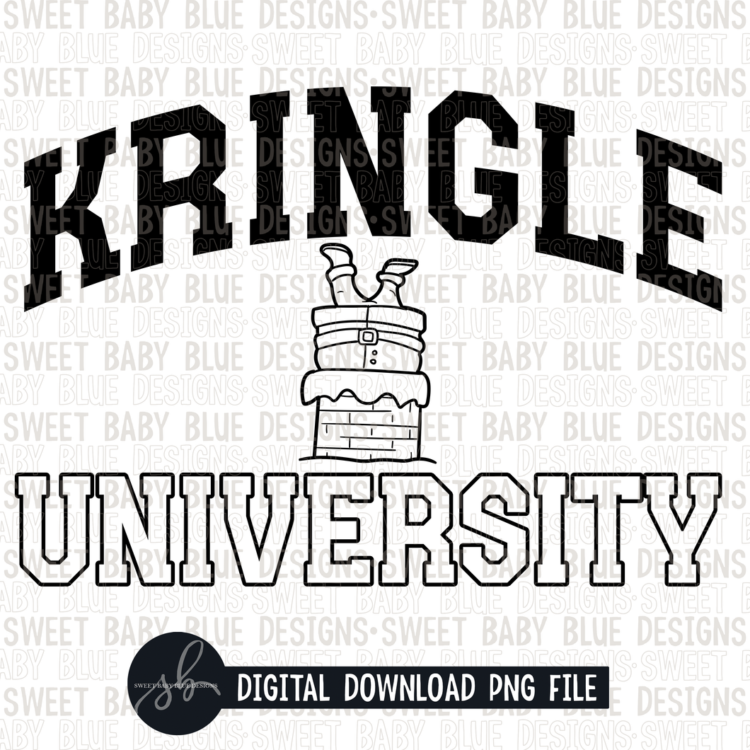 Kringle university- Single color- Black and White font - 2022 - PNG file- Digital Download