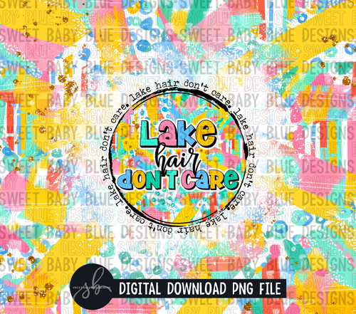 Lake hair don't care- Summer - 20 oz. skinny tumbler- 2022 -PNG file- Digital Download