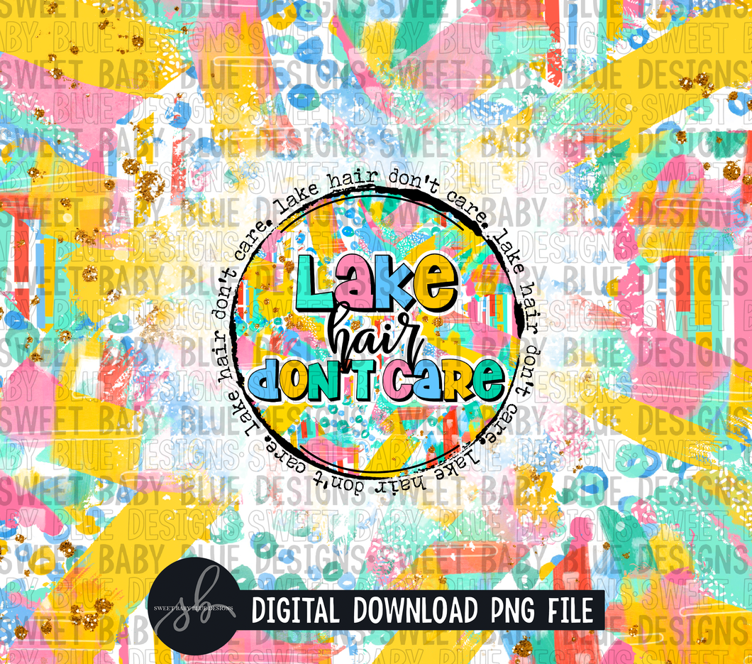 Lake hair don't care- Summer - 20 oz. skinny tumbler- 2022 -PNG file- Digital Download