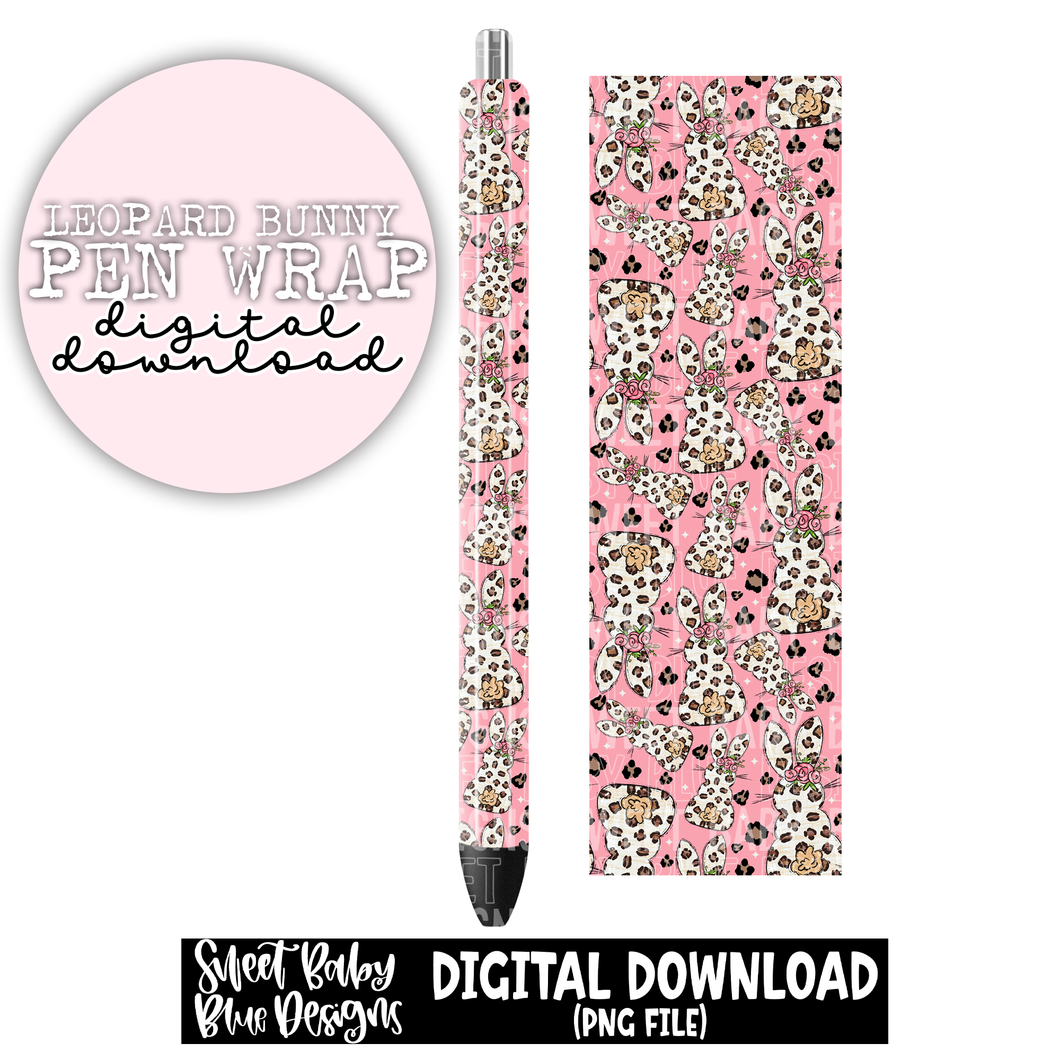 Leopard Bunny- Easter- Pen wrap - 2023 - PNG file- Digital Download