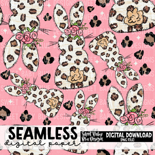 Leopard bunny - Easter- Seamless - Digital paper- 2023 - PNG file- Digital Download