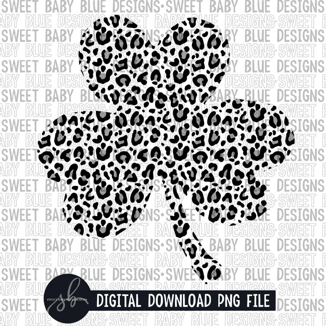 Leopard clover- St. Patrick's Day- Single color - 2022 - PNG file- Digital Download
