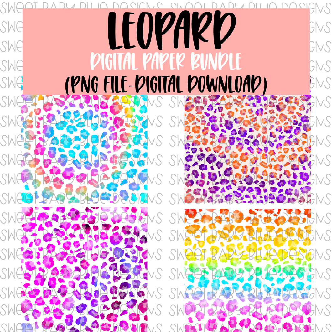 Leopard digital paper bundle- PNG file- Digital Download