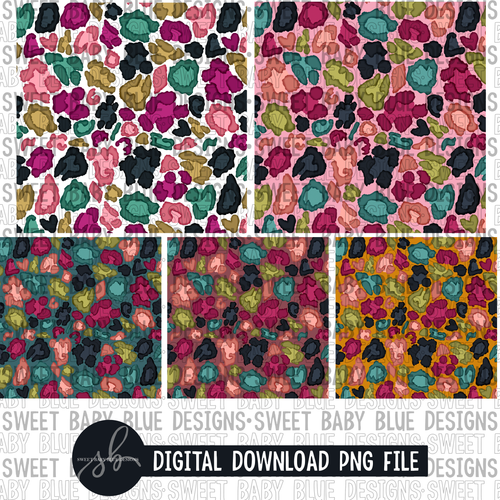 Leopard- Digital paper- 5 Digital papers - 2022- PNG file- Digital Download