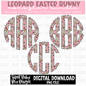 Leopard Easter bunny monogram - Monogram Bundle- 2023 - PNG file- Digital Download